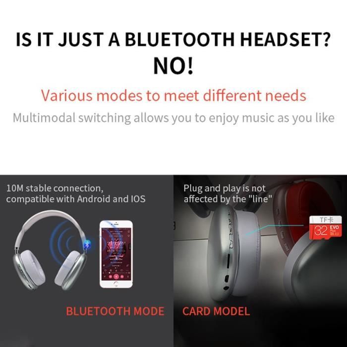 Bonnet Bluetooth Android iOS Ecouteur Sans Fil Appel Bleu