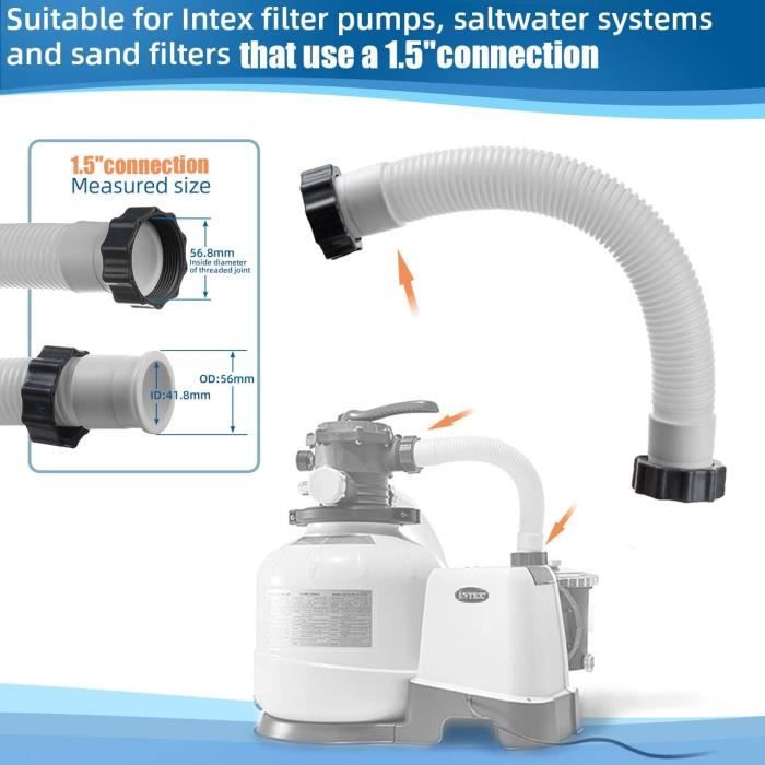 Tuyau étanche 40cm Tuyau Filtre à Sable Piscine 40,6cm - Compatible 26371CA, SF70110-2 - Polyéthylène étanche Accessoire Pompe Intex