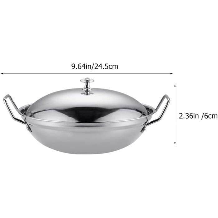 Wok Hybride 12 Pouces Avec Couvercle - Antiadhésif Acier Inoxydable - Compatible Induction - Neuf