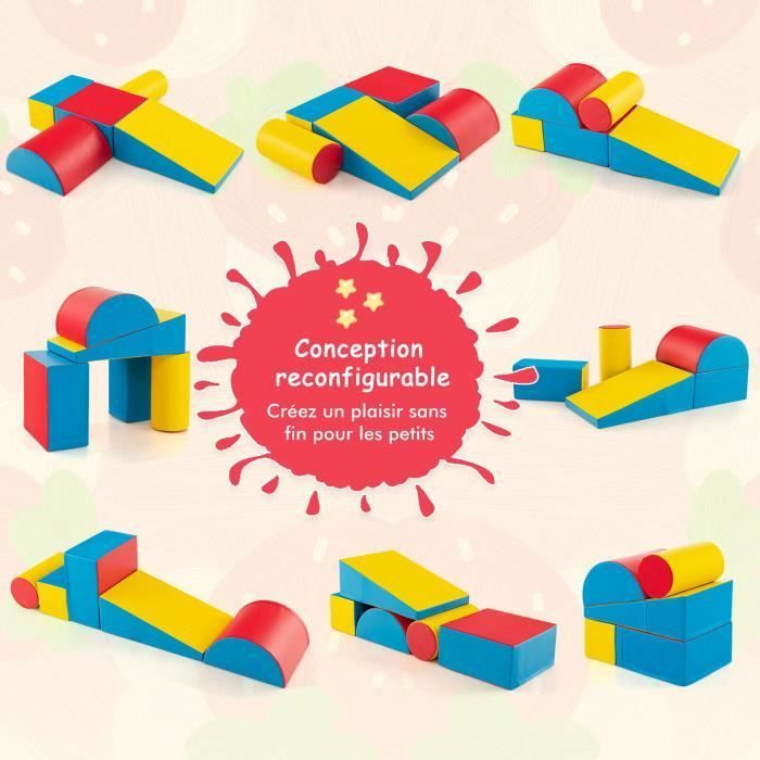 Parcours Motricité Bébé 4 Pièces En Mousse - Toboggan, Tunnel, Marche (Rouge+Bleu)