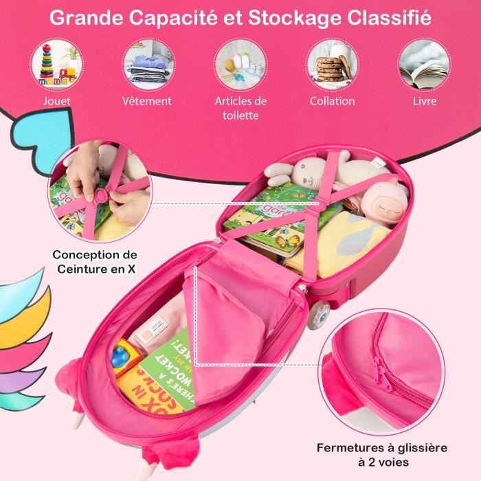 Valise Enfant 16" DREAMADE à Roues Clignotantes - Coque Dure, Poignée Télescopique Pour Voyage