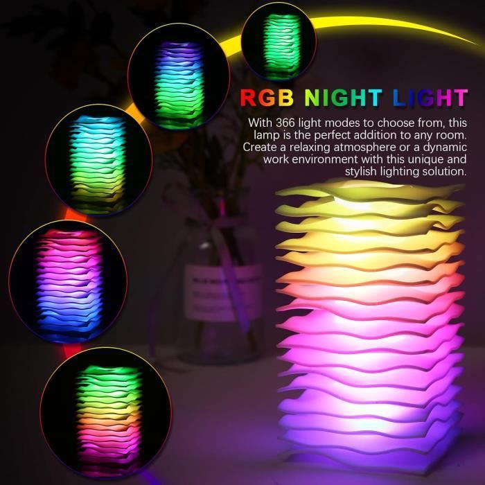 Lampe À Ondes Rvb,Lampe À Vagues Rvb Moderne, Effet De Lumière Fluide