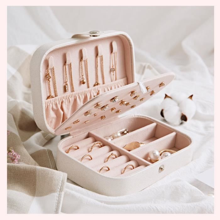 Mini Boîte à Bijoux Organisatrice Portable - Couleur Beige - Neuf Avec étiquettes - Pratique