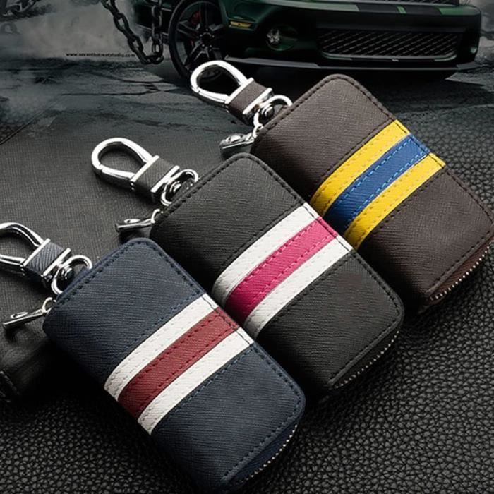 Étui en cuir véritable noir pour porte-clés de voiture intelligent, porte-monnaie  pour clés de télécommande, pochette pour porte-clé - Cdiscount Auto