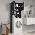 🐳7563 Meuble pour machine à laver-Meuble de salle de bain Armoire de rangement Meuble lavabo Meuble WC - Noir brillant 64 x 25,5 x-2