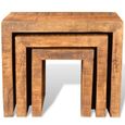 Style Industriel Loft - Table gigogne 3 pcs Bois massif de manguier Tables basse Table d'appoint 17129-2