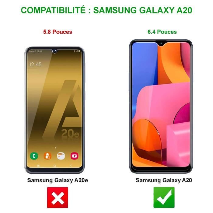 Lot de 2] Colle adhésive complète [compatible avec les étuis] [Courbe 3D]  Protecteur d'écran en verre trempé pour Samsung Galaxy A20 / A30 / 