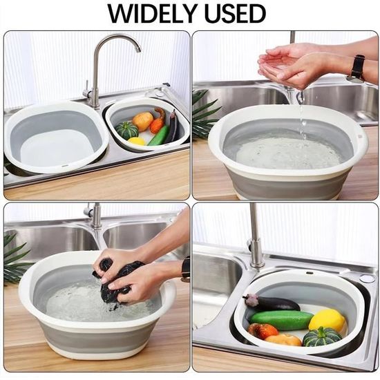 Fadcaer Bassine Pliable Rétractable - Lot De 2 Tailles, Bol Vaisselle Portable Pour Camping, Voyage, Plein Air Et Cuisine (Vert Blanc)