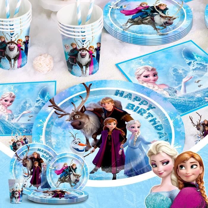 Vaisselle D anniversaire Enfants58pcs Frozen Anniversaire Reine Neiges-  Plate Serviette Papier Tasse Nappe - Cdiscount Maison