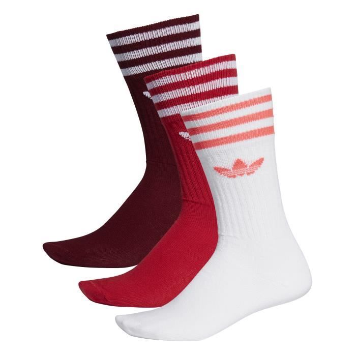 Chaussettes adidas mi mollet x3 Bordeaux rouge fonc blanc
