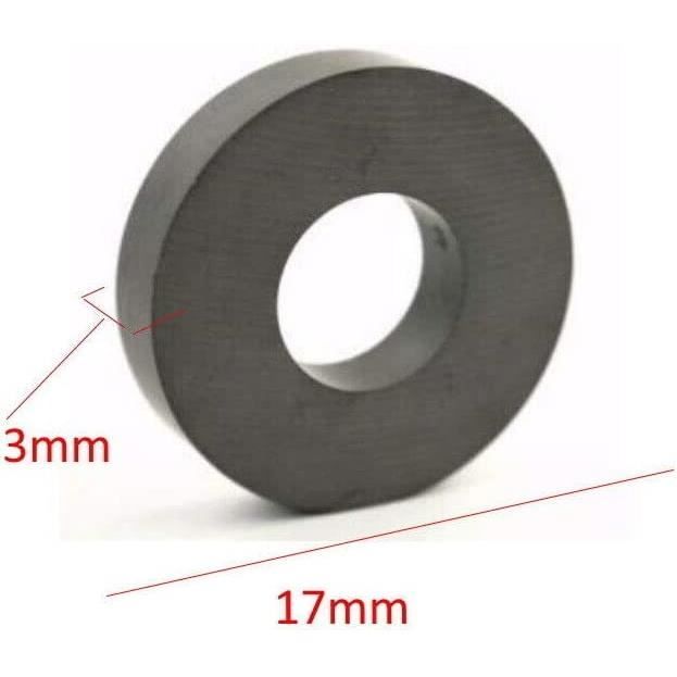 Lot De 100 Aimants Annulaires Ferrite 17.5x7.5x3mm - Anneaux Magnétiques Avec Trou Pour Bricolage