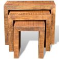 Style Industriel Loft - Table gigogne 3 pcs Bois massif de manguier Tables basse Table d'appoint 17129-3