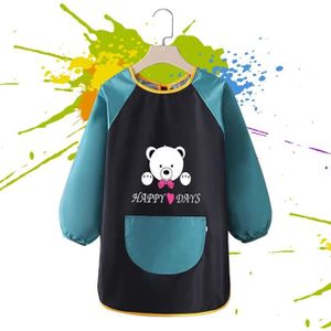 Tablier Peinture Enfant YAFLUG Manches Longues - Imperméable TPU, Réglable, Poche, 6-12 Ans