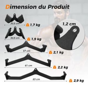 Barre de tirage LAT BLUSLM pour machine à câble, accessoires de tirage LAT T -bar V-bar pour câble pour salle de sport, poignée d'entraînement pour le dos et les triceps (5 pièces