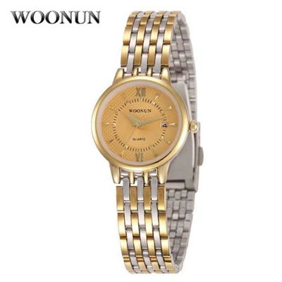Montre bracelet a Quartz pour femmes WOONUN 8001 Etanche En or Geneve Achat vente montre Femme Acier Black Friday Cdiscount