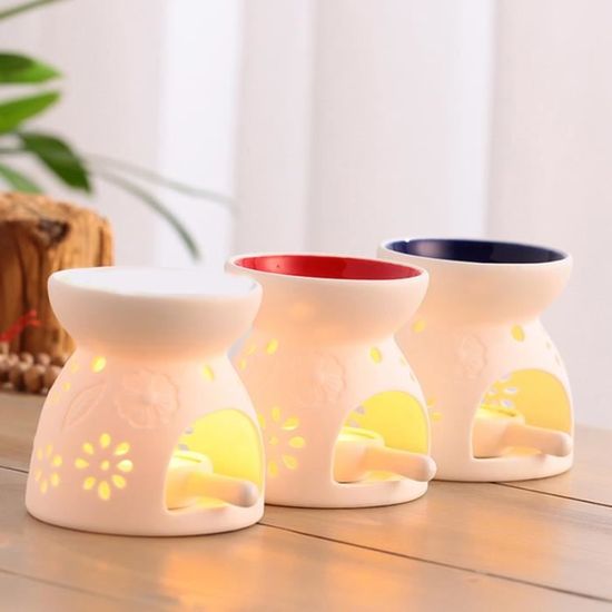 Bruleur D Encens En Ceramique Avec Bougeoir Lampe A Arome Blanc Flowers Design Bougie En Ceramique Lampe A Parfum De Four D Aromathe Cdiscount Maison