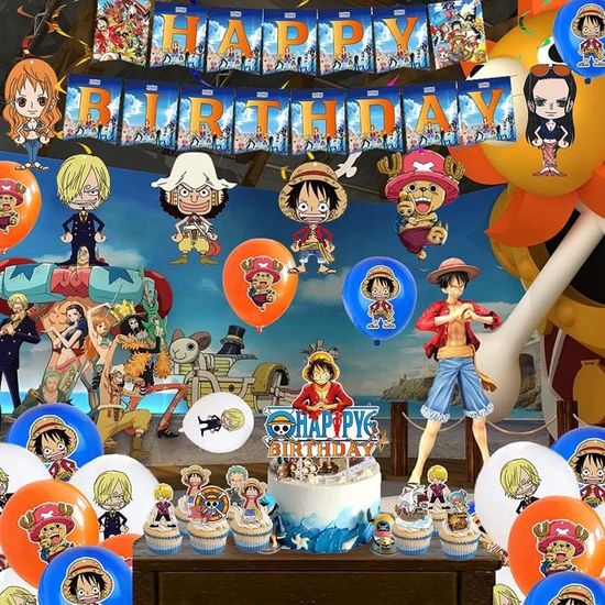 Decoration De Fete D Anniversaire One Piece Ballons Banniere De Joyeux Anniversaire Gateaux Toppers Ornements De Tourbillons 1072 Cdiscount Maison