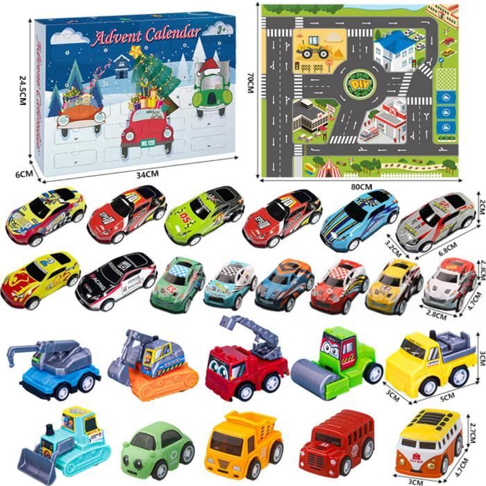 Calendrier De L'Avent Voiture 2025 - 24 Mini Voitures Jouets - Cadeau Noël Pour Garçon 2 à 9 Ans - ABS Sans BPA