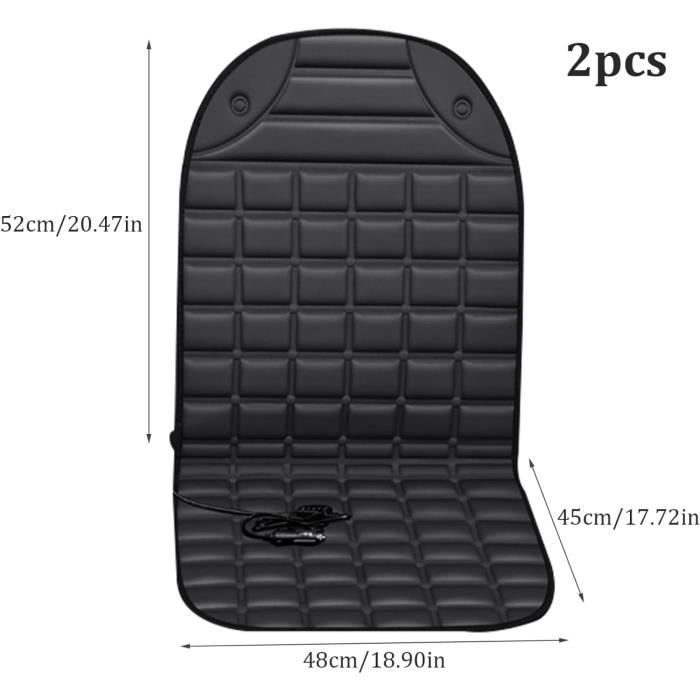 Coussin Chauffant 12V - Housse Siège Auto/camion - 97x48 Cm - 30-45W - Anti-dérapant - Protection Surchauffe