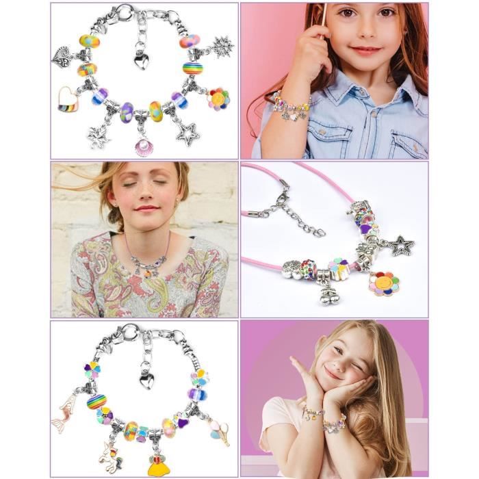 Kit De Fabrication De Bracelets Arc-en-ciel Pour Enfants Bricolage Bracelet  De Perles Collier Jouet Fabrication De Bijoux Jouets Cadeau D'anniversaire  Pour Les Filles 