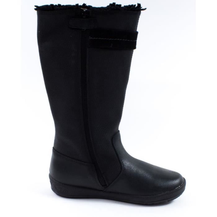 Bottes fille Garvalin en cuir noir 151624A Franges et motif