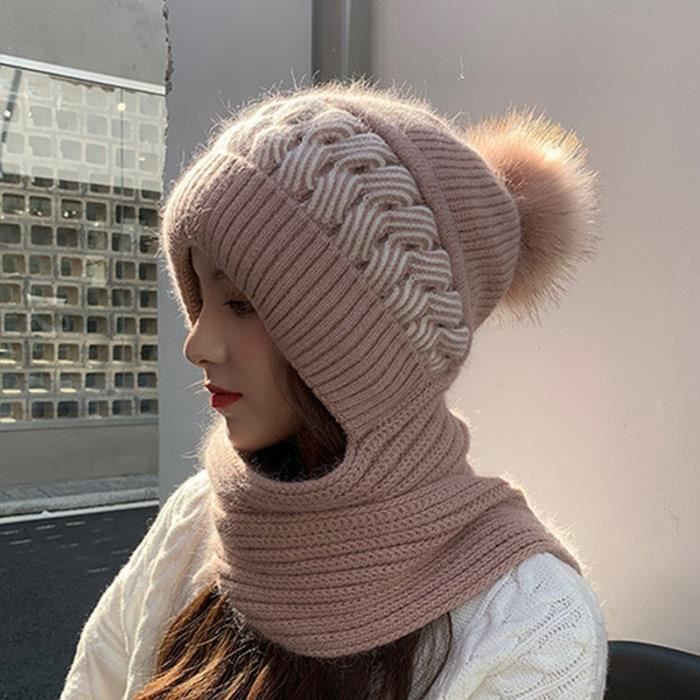 Ensemble Hiver 3 Pièces (bonnet, écharpe, Gants) Unisexe - Laine Tricotée épaisse, Doublure Polaire Chaude