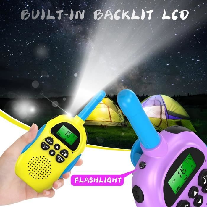 Talkie Walkie Enfants Rechargeable,Toki Walki Enfant Longue Port?�e,16 Canaux, Avec ??cran Lcd 