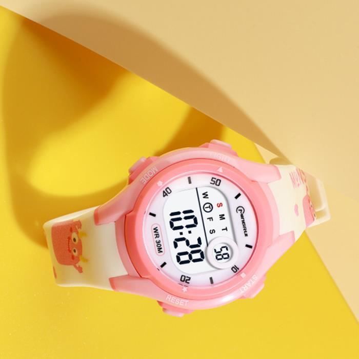 SHARPHY Montre enfant filles LED numérique mignon mode rose