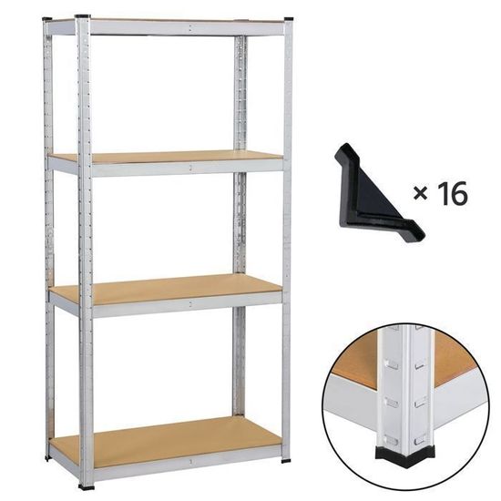Étagères Garage 180x90cm - Lot De 2, Charge 175kg/niveau, En Acier Et MDF