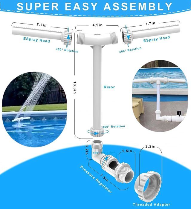 Fontaine de Piscine, Accessoires de Piscine à Double Jet pour Piscine ...