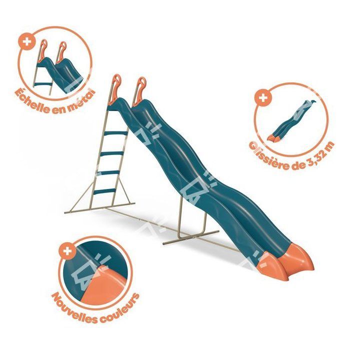 Ondis24 Toboggan à Vagues 3 M – Bleu Marine – Montage Sur Tour Ou Pente – Dès 3 Ans – Antidérapant