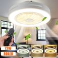 Ventilateur de plafond avec télécommande lumiere plafonnier 72W 80led 4020lm 3 couleurs AC185-250V-0