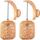 WOTTES Applique Murale Intérieure Rétro Lanterne 2PCS,Corde De Chanvre Applique Rotin Et MéTal E27 Pour Table De Chevet Salon
