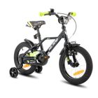 HILAND Vélo d'enfant - Roues 16" - 4-6 ans - Roues auxiliaires - Garde-boue - Vélos pour garçons et filles - Noir et vert
