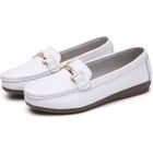 AIEVIS Mocassins Femme en Cuir Blanc - Confortable et Légers - Semelle TPR Souple - Talon Plat 2cm