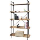 WOLTU Étagère de Rangement, Bibliothèque en Bois et Métal à 5 Niveaux,91x25,5x173 cm, Noir+ Chêne Clair