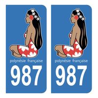 Autocollant Stickers plaque d'immatriculation voiture auto 987 Polynésie Française DROM