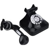 QID® WX-3011 Téléphone fixe Vintage noir multi fonction en plastique téléphone à la maison rétro fil