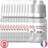 Pack Booster Nicotine 20 mg 10 ml 20/80 - 20% PG / 80% VG DIY Lot de 12 Bouteilles