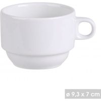 Tasse à Café Expresso Empilable Cappuccino en Porcelaine Blanc 19 cl ( lot de 6) Vendu Sans Soucoupe