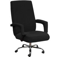 Housse de chaise de bureau avec accoudoir jacquard housse de fauteuil de bureau extensible protecteur de chaise noir taille M