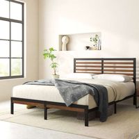 Lit double 140 x 190 cm - Cadre de lit en bamboo et métal - Zinus Kai