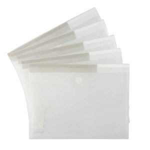 POCHETTE PLASTIQUE 5 Enveloppes A4 Fermeture scratch - TRANSLUCIDE GR