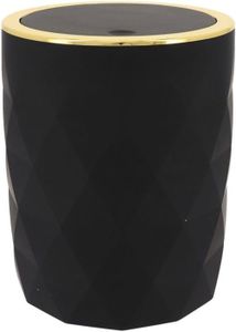 Poubelle De Salle De Bain TENDANCE 6L - Noir Et Doré Avec Couvercle à Bascule Et Finition Diamant