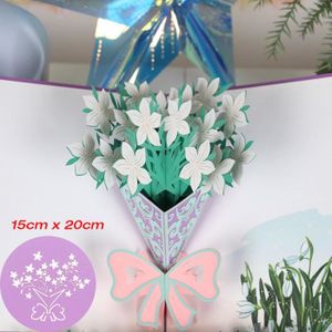 FAIRE-PART - INVITATION Faire-part - invitation,Cartes de vœux à fleurs Pop-Up 3D,carte d'anniversaire de mariage,de Thanksgiving,de - flower-6[D4]