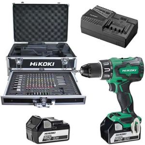 Perceuse visseuse percussion 18V DV18DBSL HIKOKI - 2 batteries + chargeur + coffret alu 100 accessoires - KC18DVZ