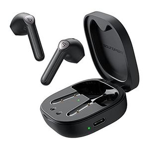 Ecouteurs Bluetooth Stéréo sans Fil SoundPEATS Casque Sport Oreillette Anti-Bruit Magnétique avec Microphone pour Android et dautres appareils Bluetooth Noir 8h de Lecture, IPX7 
