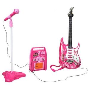GUITARE Pack Guitare + micro + amplificateur enfant rose