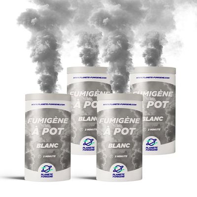 Fumigènes En Pot - Lot De 2 - Durée 2 Minutes - Couleur Blanc - Allumage Mèche - Pour Événements Et Fêtes