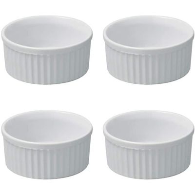 Lot de 6 mini ramequins en porcelaine pour sauces, desserts, crèmes brûlées, sauces, puddings, bols à soufflé (blanc 6